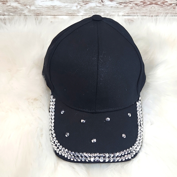 NWOT, Fashion Cap, Women's fashion  Cap, Black w/stones. Super Cute! Adjustable. - Picture 5 of 5